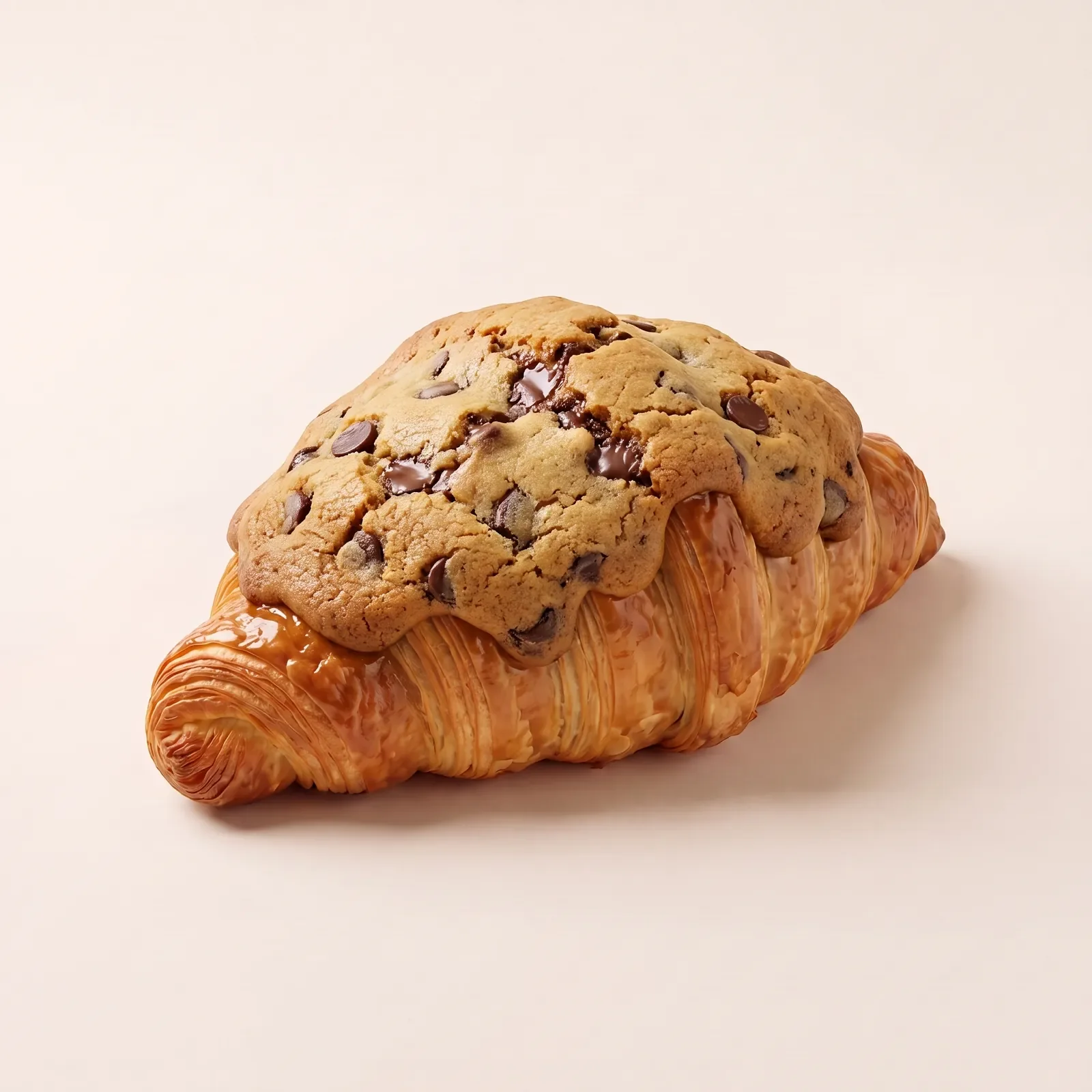 A realistic 3D render of Manna's cookie croissant